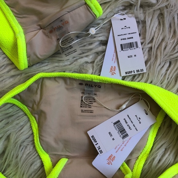 PilyQ Pineapple Reef Tube Bandeau Teeny Bikini NWT - Picture 6 of 10